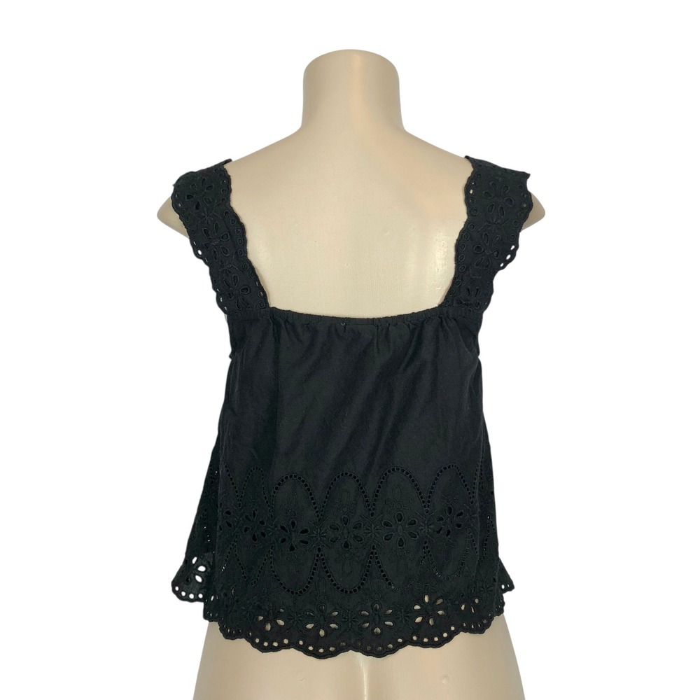 Gap 100% Cotton Eyelet Lace Button Up Crop Tank Top Small Boho Cowgirl Western - Picture 6 of 13